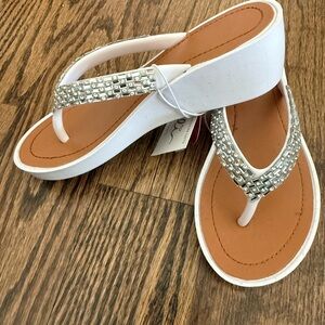 Brand New Super Cute Rhinestone White Wedge Girls Sandals